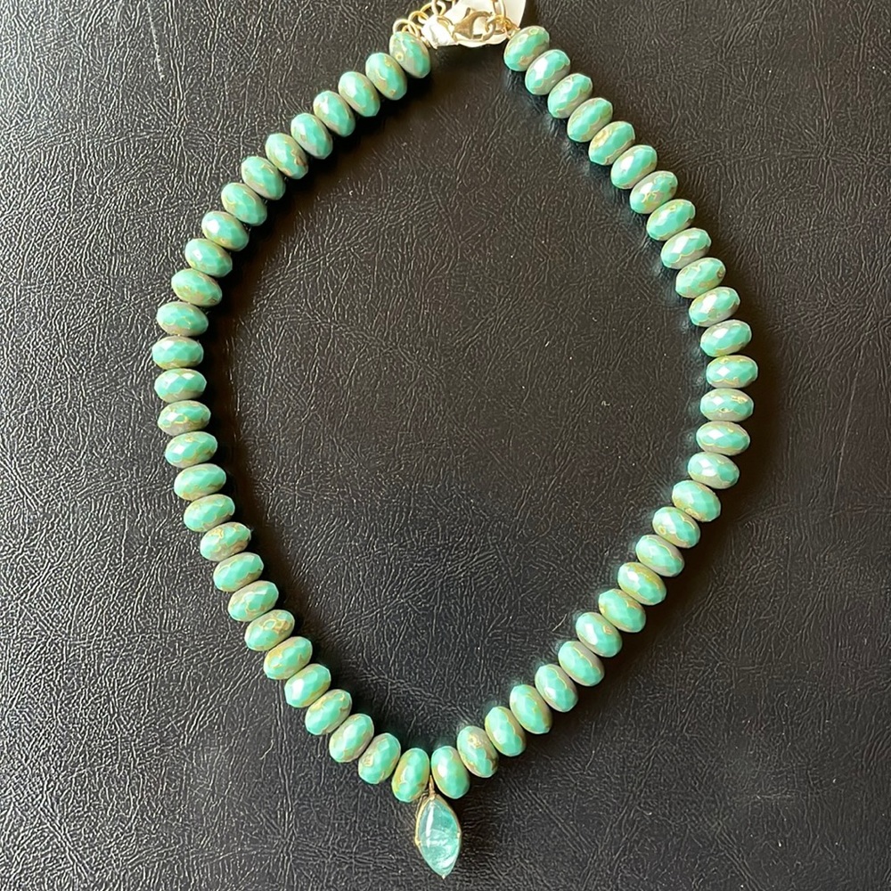 Stunning turquoise beaded charm necklace new with tags